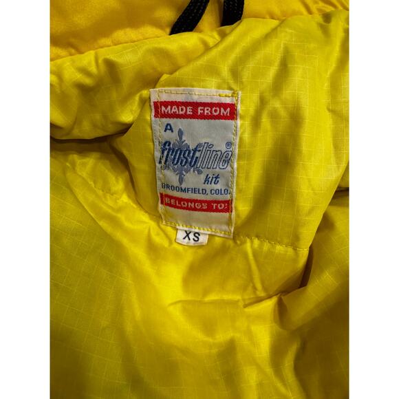 Vintage 70s Frostline Kit Ski Jacket XS Yellow Blue Nylon Ripstop Cropped Puffer - Picture 5 of 7